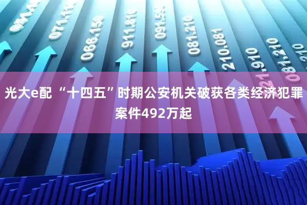 光大e配 “十四五”时期公安机关破获各类经济犯罪案件492万起